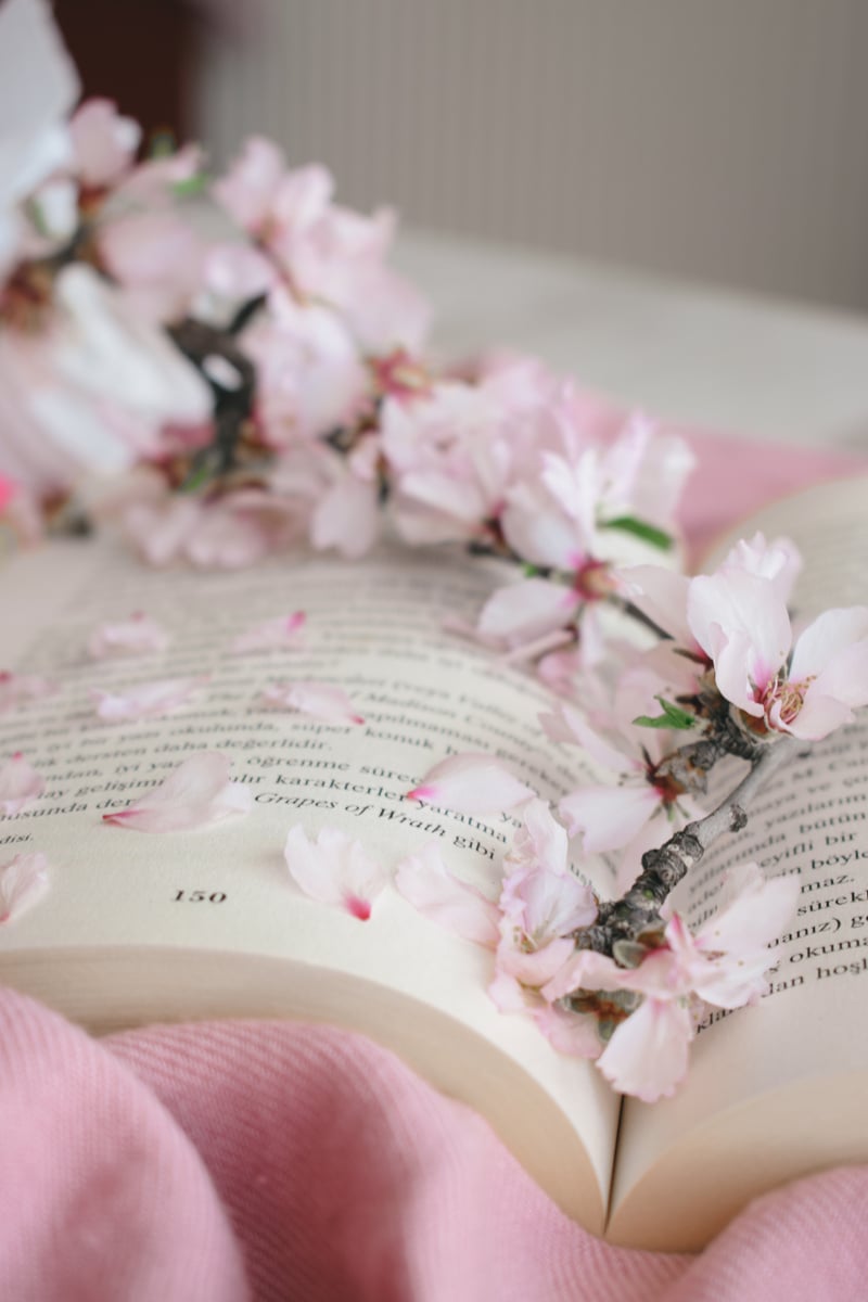 Pink Flowers on a Book